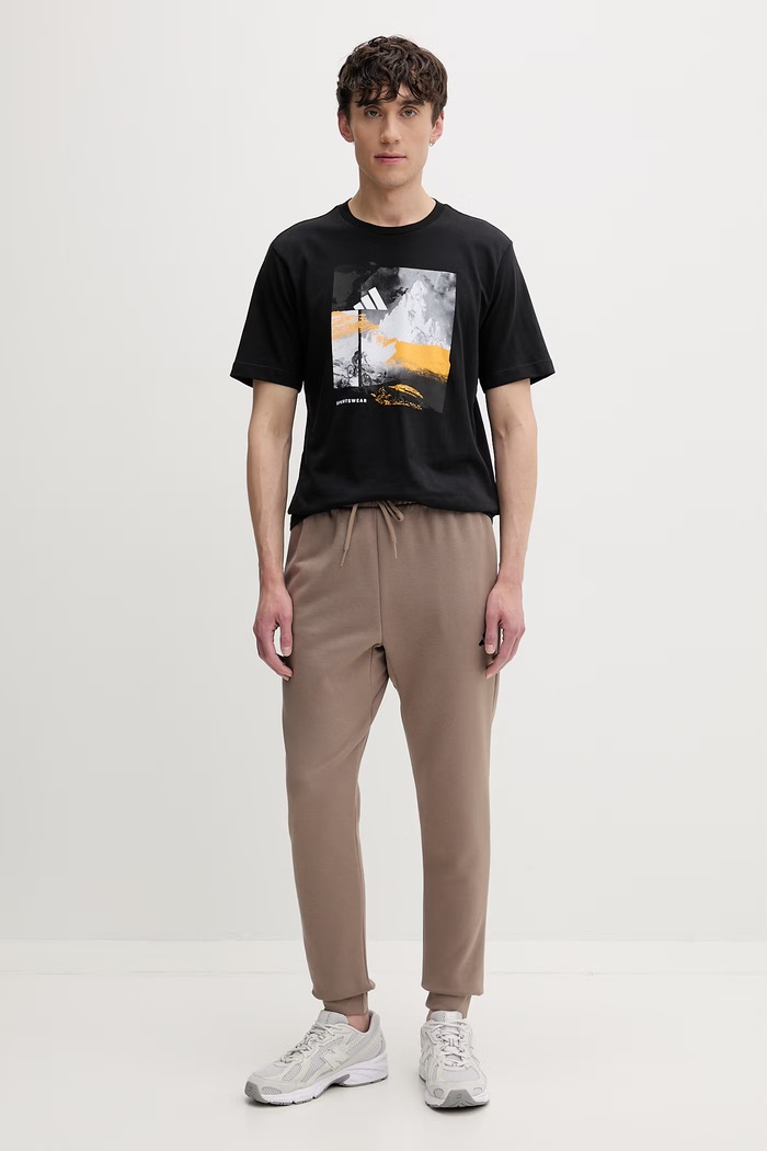 adidas παντελόνι επίσημο ανδρικό με βαμβάκι Essentials Feelcozy KF2380 καφέ AW26