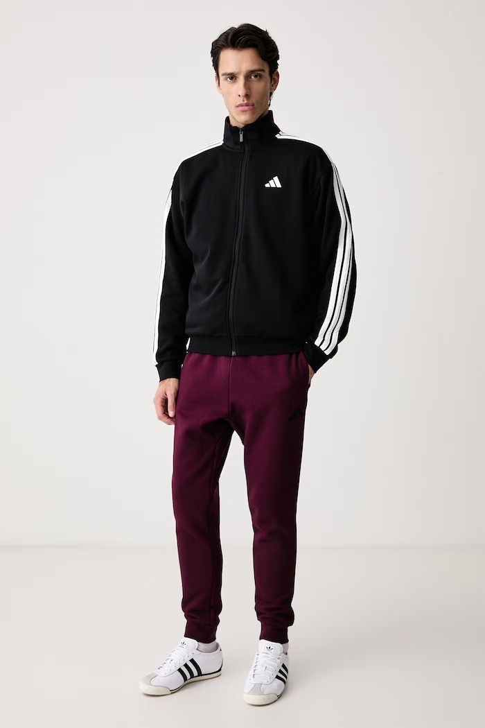 adidas Spodnie dresowe męskie z bawełną Essentials Feelcozy KF2382 bordowy AW26