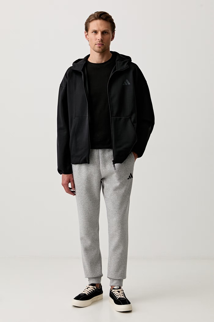 adidas spodnie dresowe męskie z bawełną Feelcozy JE3818 szary AW26