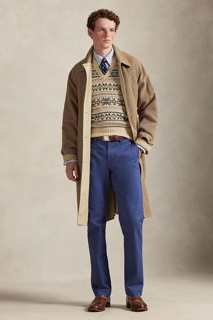 Odzież Polo Ralph Lauren spodnie straight męskie z bawełną 710690138 granatowy