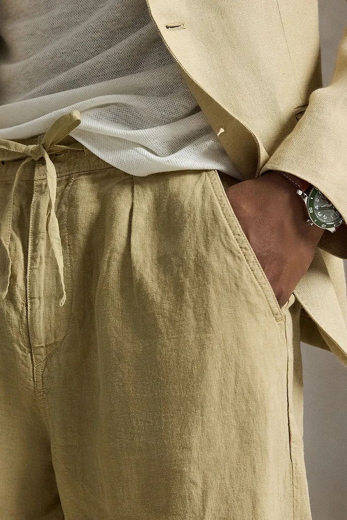 Polo Ralph Lauren spodnie męskie lniane beżowy 710971941
