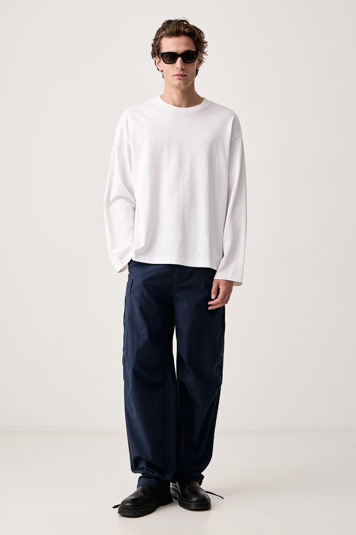 Kenzo Spodnie cargo męskie bawełniane FG65PA2499PK granatowy AW26