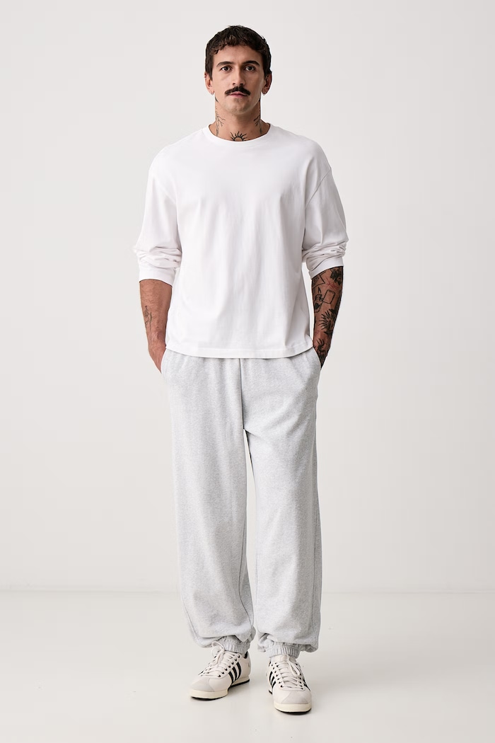 adidas Παντελόνι επίσημο ανδρικό βαμβακερό KW2332 γκρί AW26