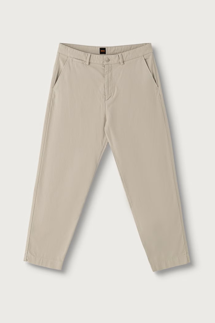 BOSS Orange Hlače chinos za muškarce od pamuka s elastanom Chino_ST_2 bež 50564343