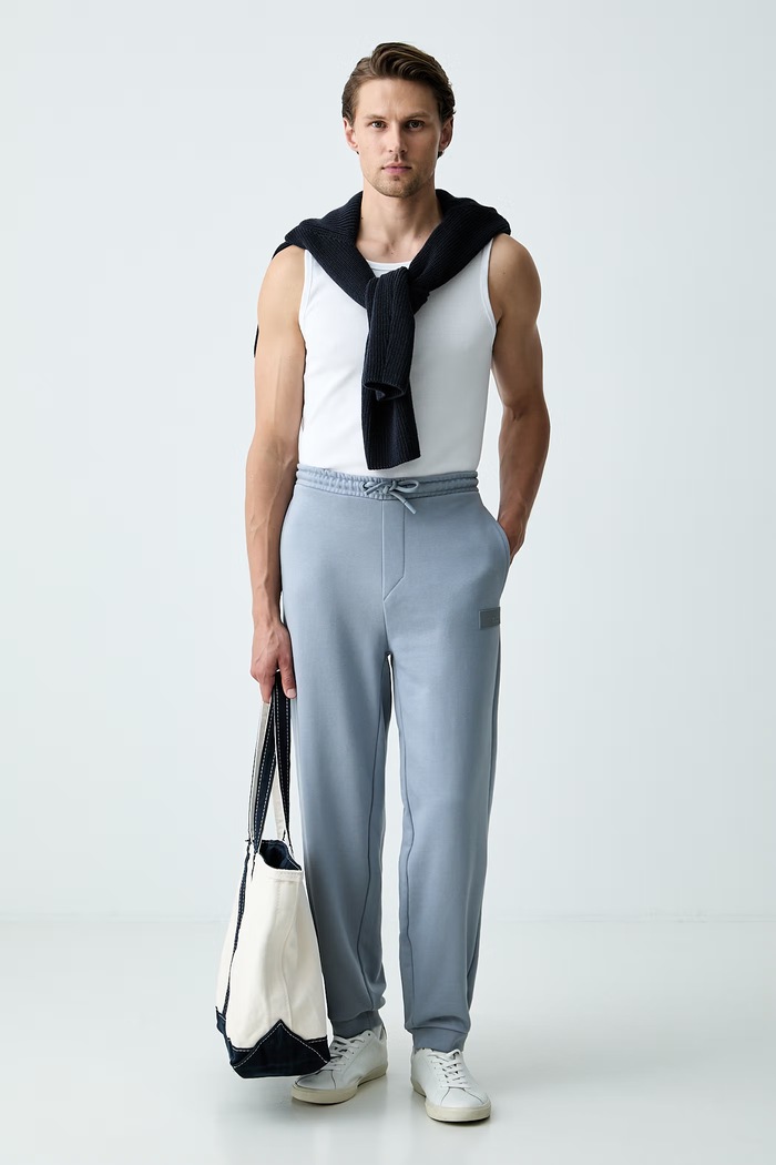 BOSS Green spodnie dresowe męskie z bawełną JT_Long Pants 50564096 niebieski AW26