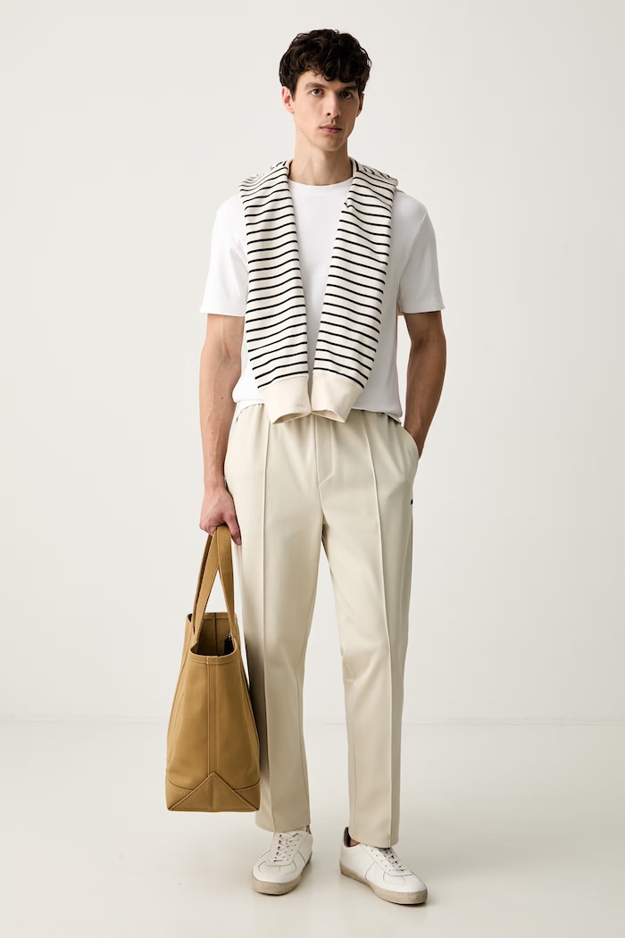BOSS Green спортивные штаны для мужчин с хлопком JT_Network Tapered 50563983 бежевый AW26
