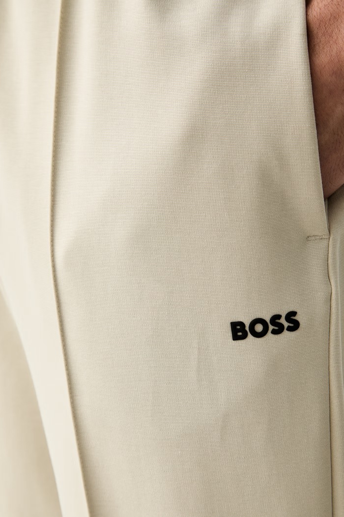 BOSS Green спортивные штаны для мужчин с хлопком JT_Network Tapered бежевый 50563983