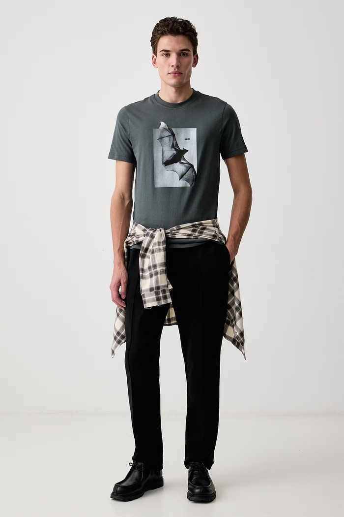 BOSS Green Spodnie dresowe męskie z bawełną JT_Network Tapered 50563983 czarny AW26