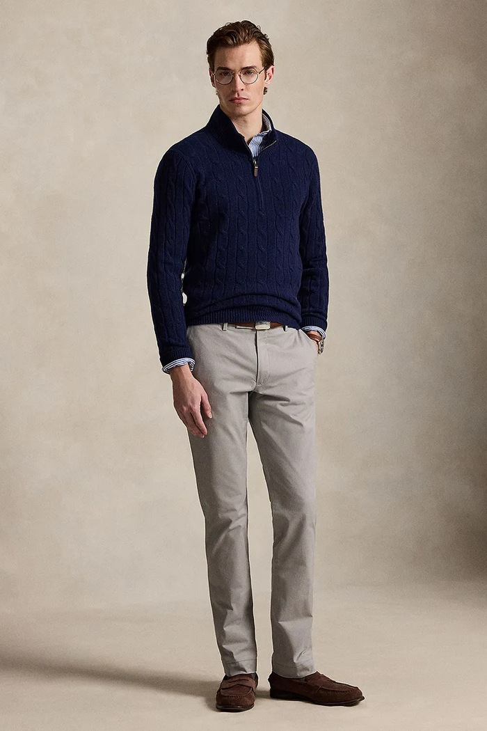 Odzież Polo Ralph Lauren spodnie chinos męskie bawełniane z elastanem 710B22623 szary