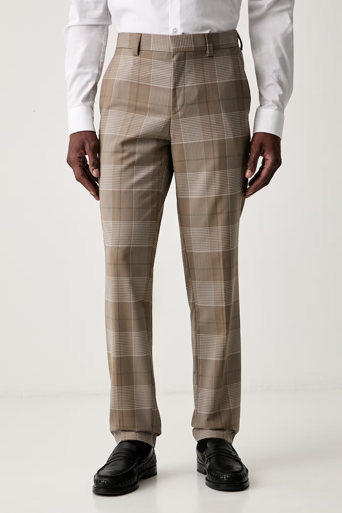 HUGO spodnie slim fit męskie wełniane Hogan263X brązowy 50569204