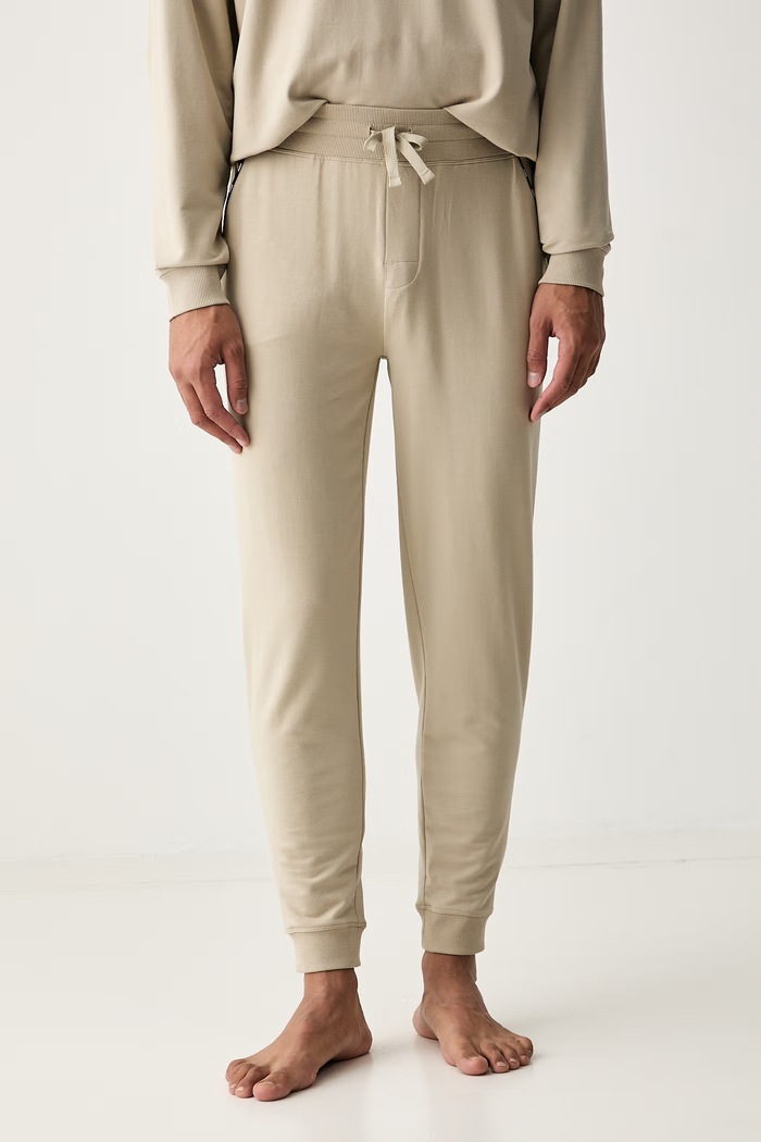 HUGO loungwear hlače za muškarce s pamukom NOAH PANTS bež 50566158
