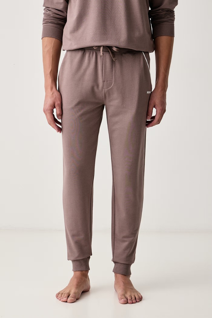 HUGO Spodnie lounge męskie z bawełną NOAH PANTS brązowy 50566158