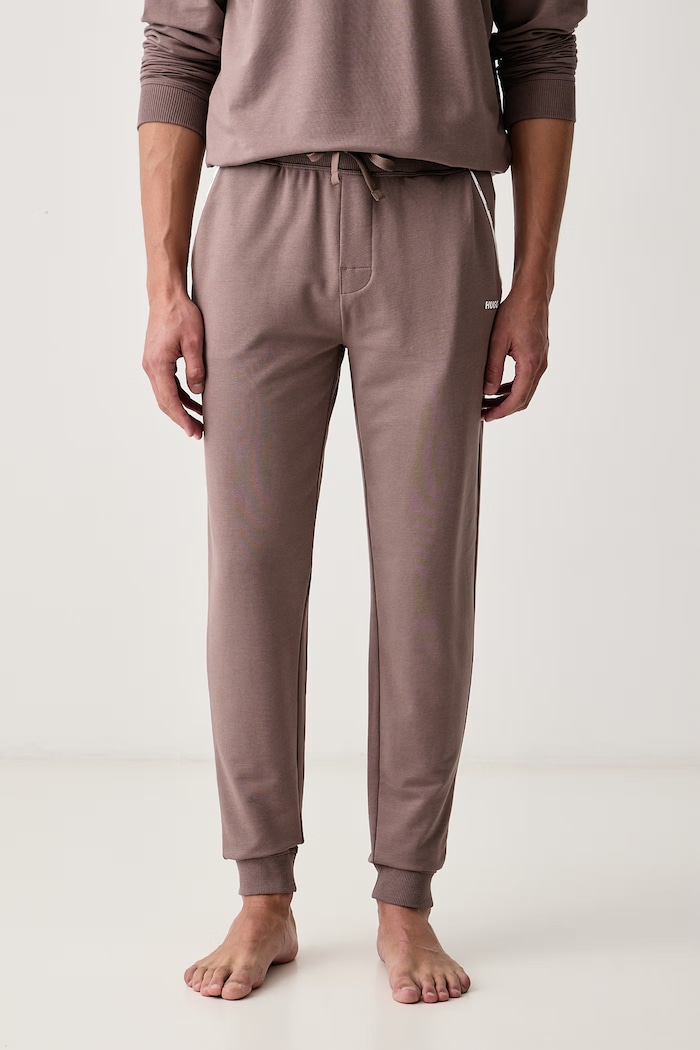 HUGO Spodnie lounge męskie z bawełną NOAH PANTS brązowy 50566158