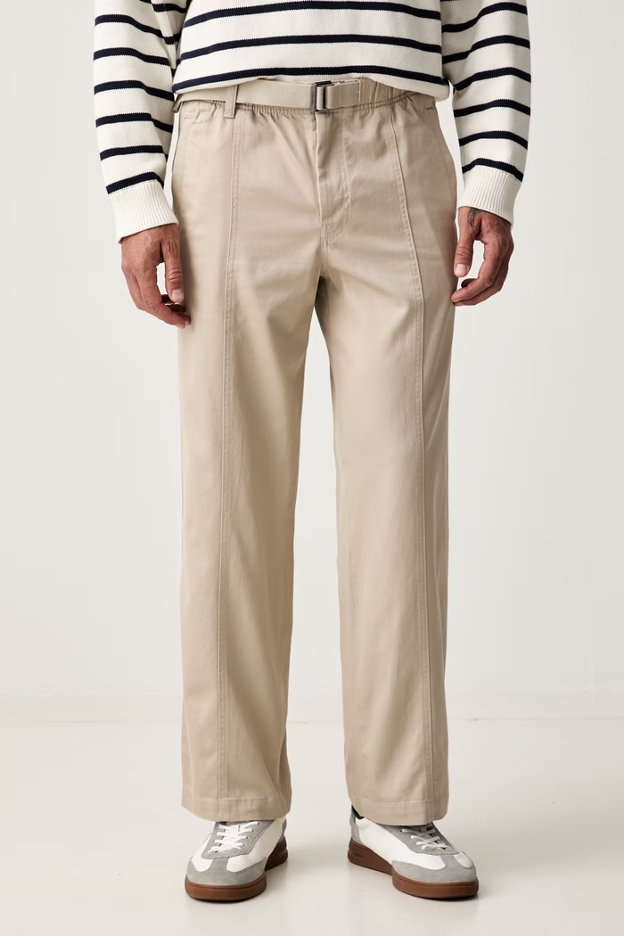 Calvin Klein Jeans hlače baggy za muškarce od pamuka bež LV04RG615G