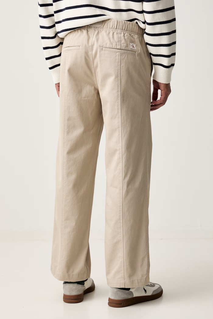 Odjeća Calvin Klein Jeans hlače baggy za muškarce od pamuka LV04RG615G bež