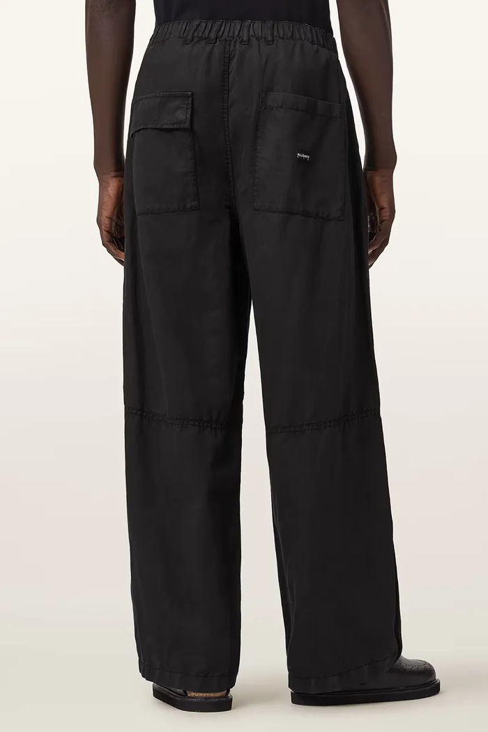 AllSaints spodnie męskie z lnem ECHO M032TE czarny AW26