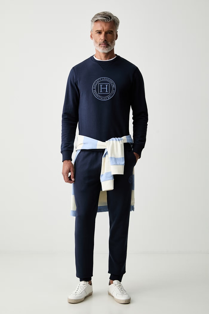 Hackett London spodnie dresowe męskie bawełniane HM5800129 granatowy AW26