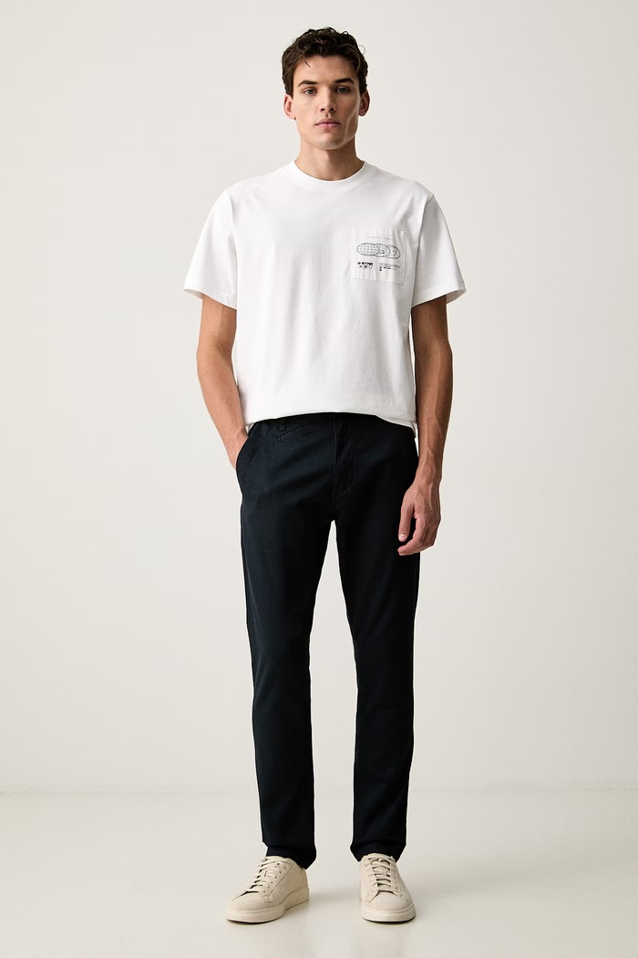G-Star chino hlače moške bombažne Bronson 3.0 Slim Chino D26336.E573 mornarsko modra AW26