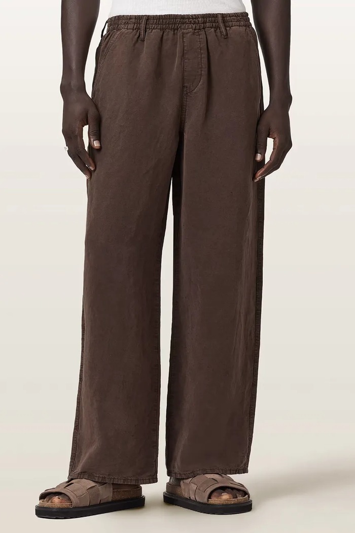 AllSaints pantaloni pentru bărbați, cu amestec de in KORTEN maro M086TE