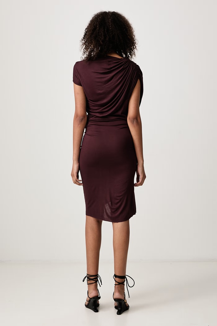 Odzież Rick Owens Lilies Ares sukienka gładka z wiskozy LI02F2563.RV bordowy
