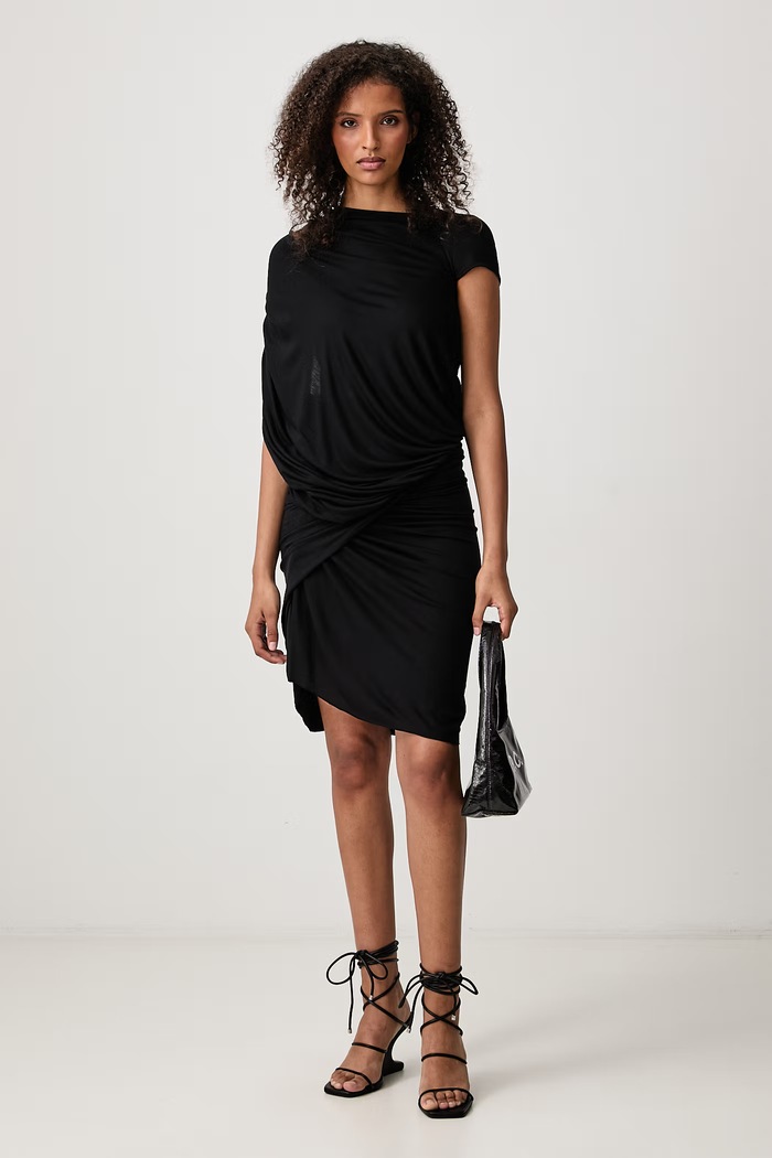 Rick Owens Lilies Ares sukienka gładka z wiskozy LI02F2563.RV czarny AW26