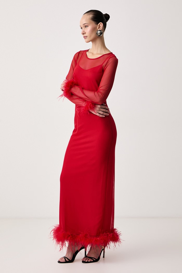 Never Fully Dressed Sukienka NFDDR3986 czerwony AW26