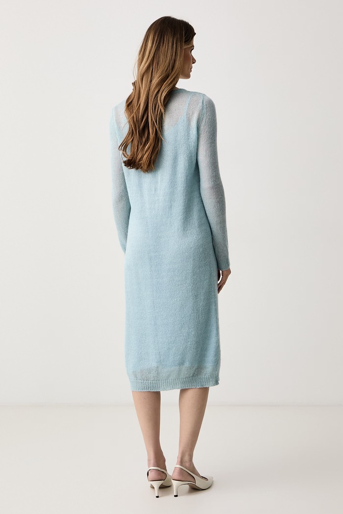 Odzież Weekend Max Mara Sukienka sweterkowa z moherem WKSFERVORE 2625396016600 niebieski