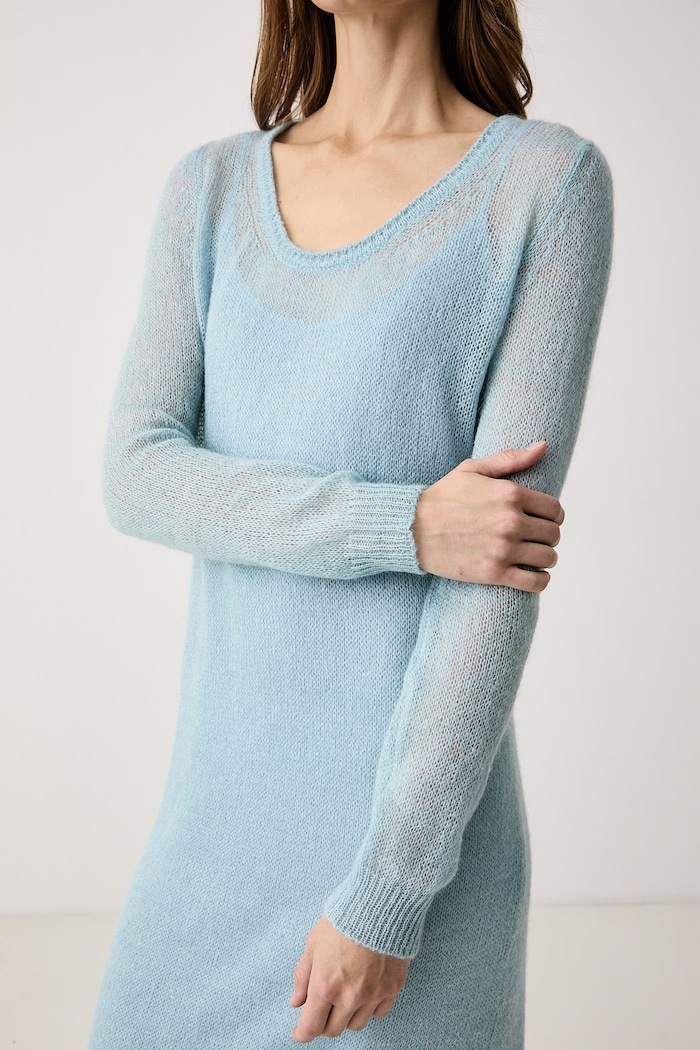 Sukienka sweterkowa z moherem WKSFERVORE Weekend Max Mara 2625396016600 niebieski
