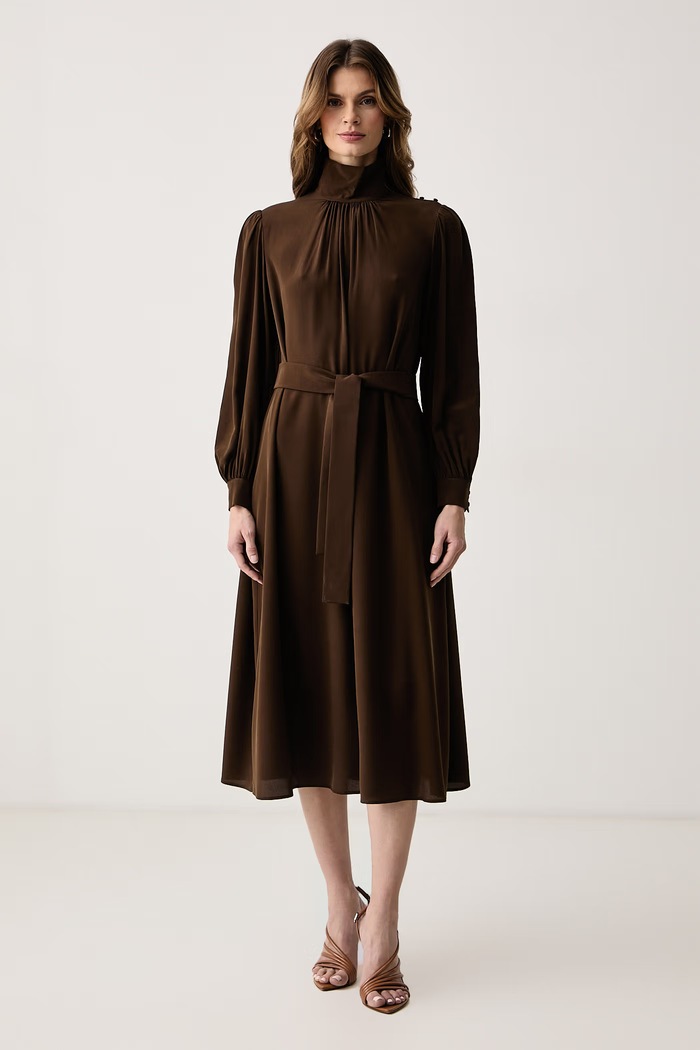 Weekend Max Mara Sukienka jedwabna WKSBLOCCO brązowy 2625226026600