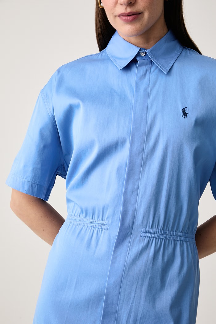 Sukienka rozkloszowana bawełniana Polo Ralph Lauren 211B18195 niebieski
