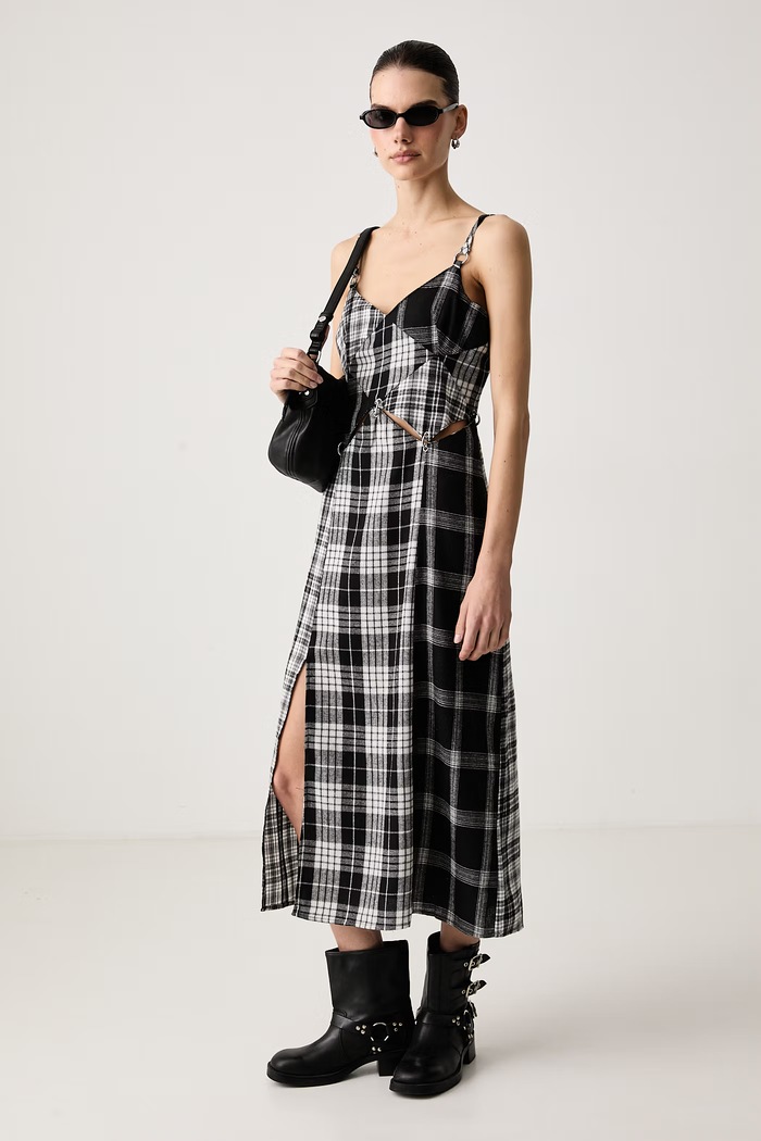 The Ragged Priest Sukienka rozkloszowana z bawełną RPAW261033WV czarny AW26