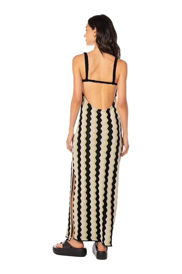 Maaji Sukienka letnia z bawełną Desert Strips Amaranto PT3231CLD001 czarny AW26