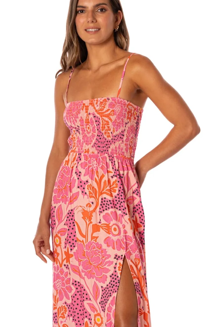 Odzież Maaji Sukienka letnia z wiskozą Blush Floral Lavinia PT2707CLD003 różowy