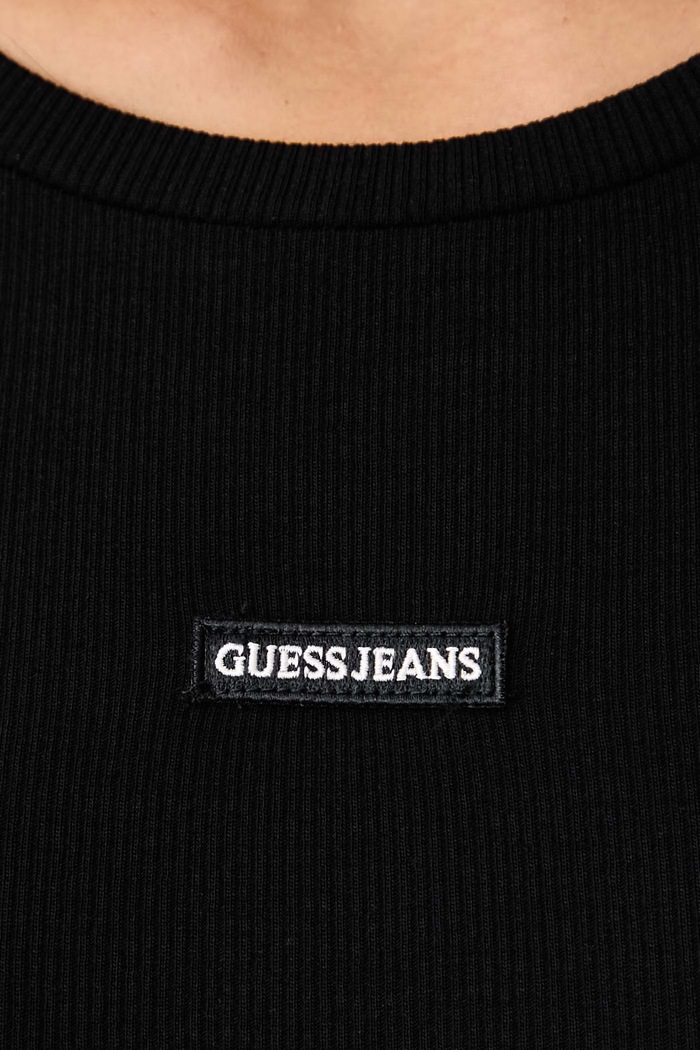 Sukienka bawełniana z elastanem Guess Jeans czarny W6BK05.K5543