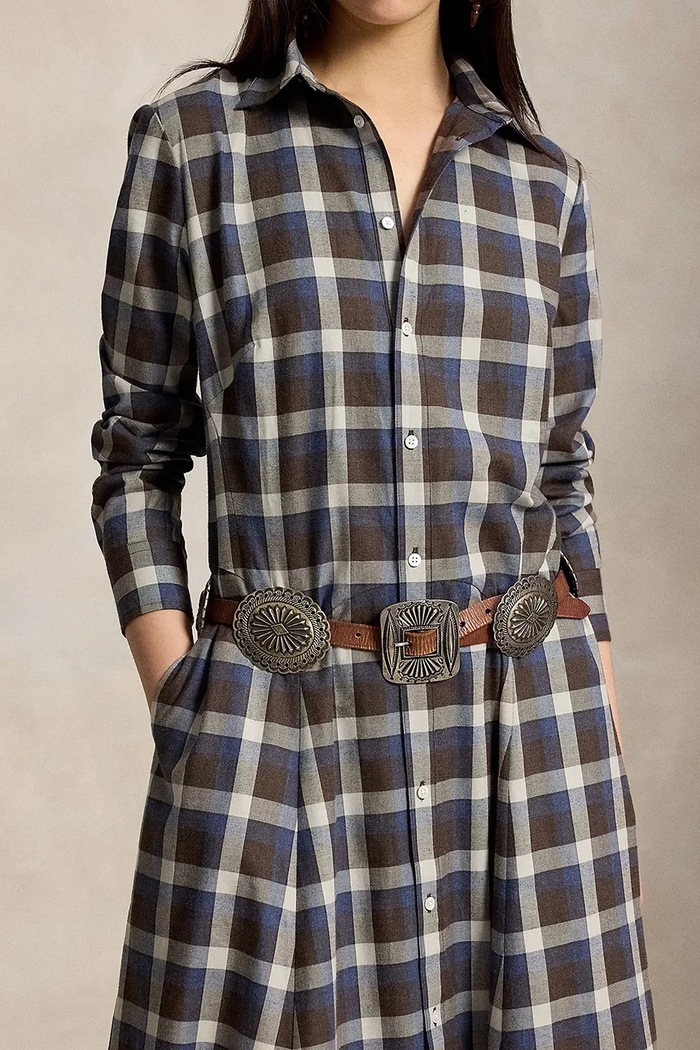 Sukienka koszulowa bawełniana Polo Ralph Lauren 211B31478 brązowy