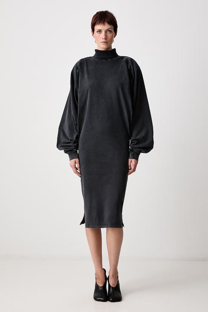 MUGLER Rochie simplă din bumbac negru 26F3RO18776032