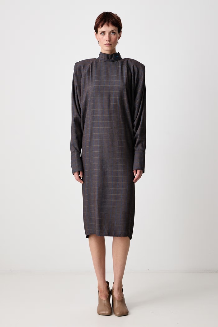 MUGLER Haljina karirani uzorak od viskoze smeđa 26F1RO18824991