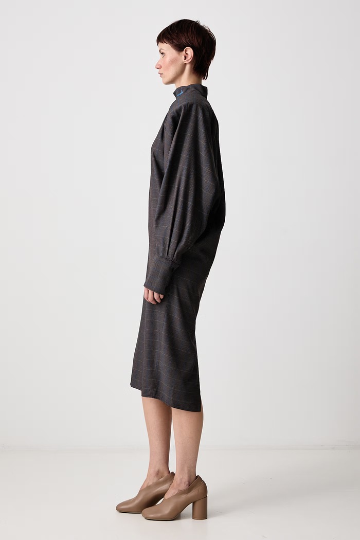 Haljina karirani uzorak od viskoze MUGLER 26F1RO18824991 smeđa