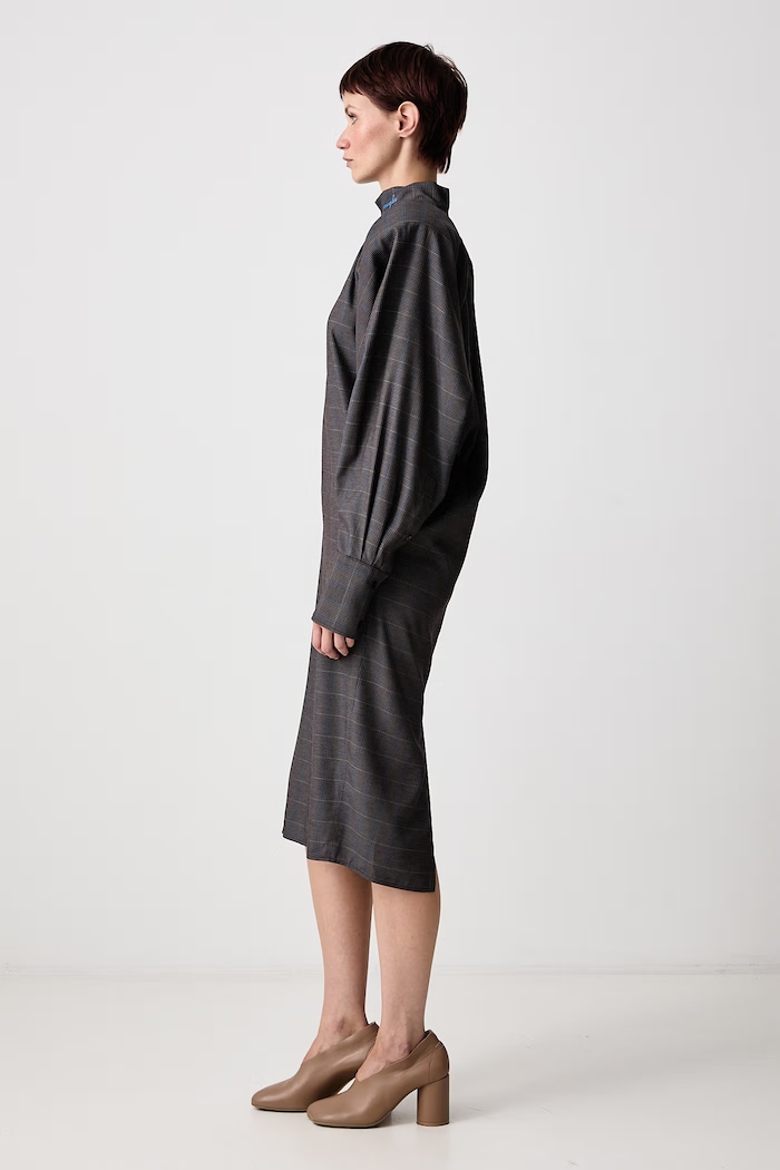 Haljina karirani uzorak od viskoze MUGLER 26F1RO18824991 smeđa