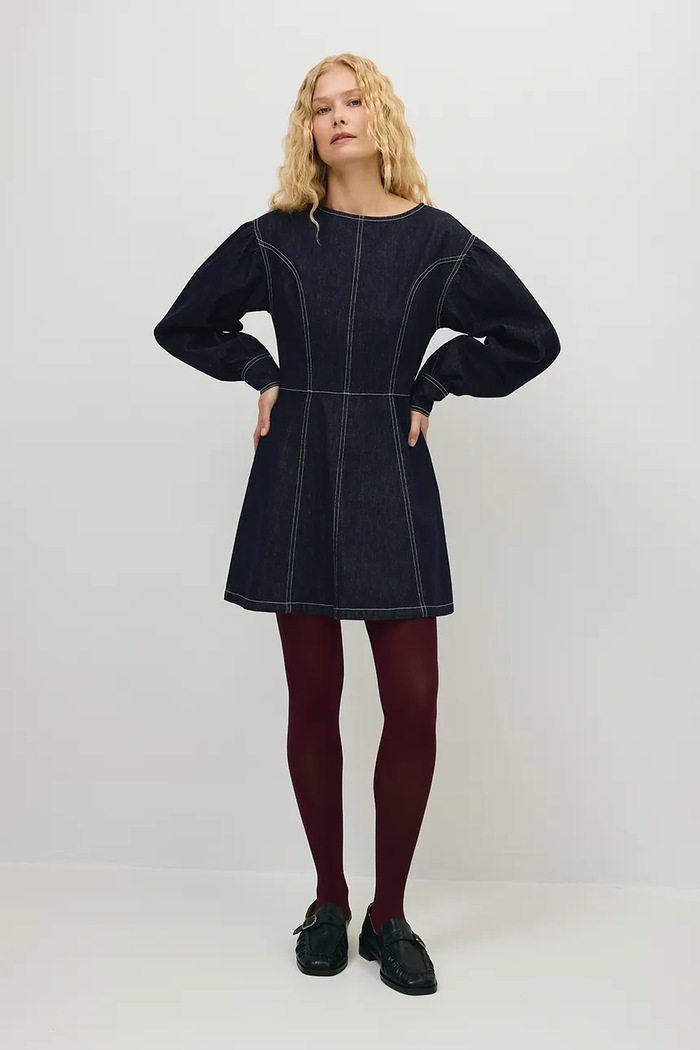 BIZUU Sukienka jeansowa ASTI JEANS ASTIJEANS.GRANATOWY granatowy AW26
