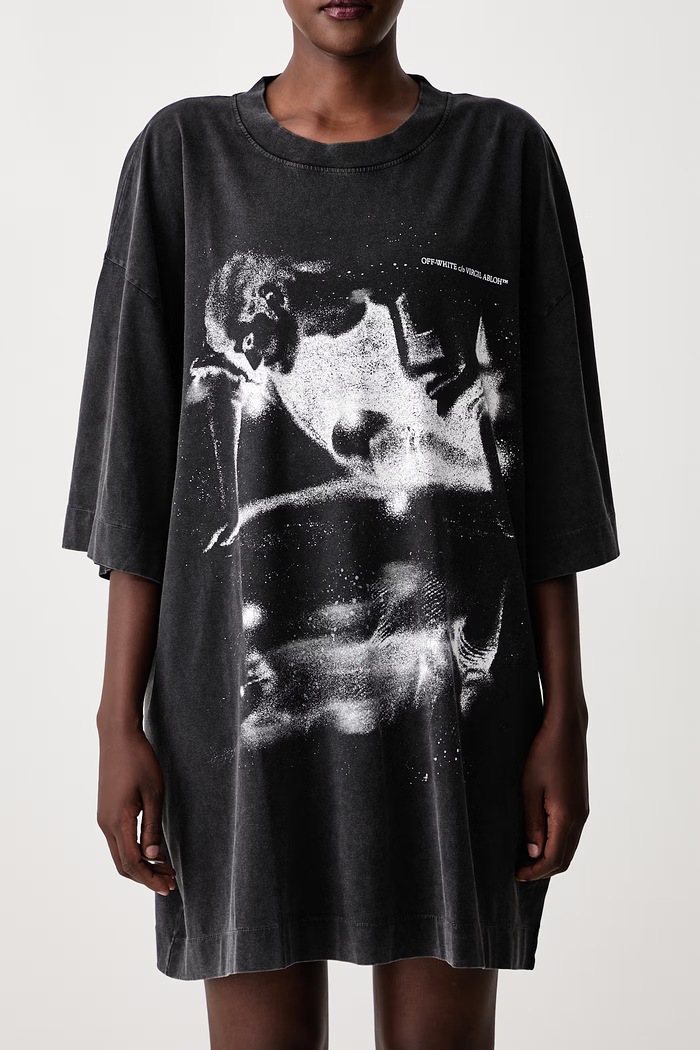 Dreaming Narciso φόρεμα με τύπωμα βαμβακερό Off-White μαύρο 2FU00594T