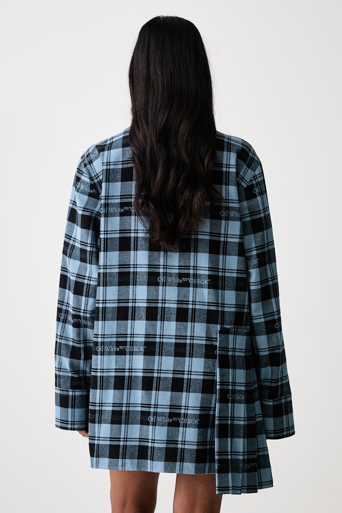 Ρούχα Off-White Check Flannel Panel σεμιζιέ καρό βαμβακερή 2FU00353T μπλε