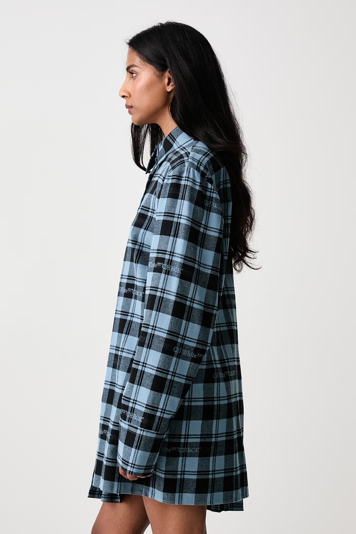 Check Flannel Panel σεμιζιέ καρό βαμβακερή Off-White 2FU00353T μπλε