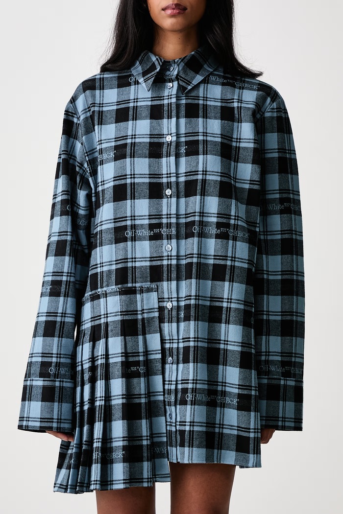 Check Flannel Panel σεμιζιέ καρό βαμβακερή Off-White μπλε 2FU00353T