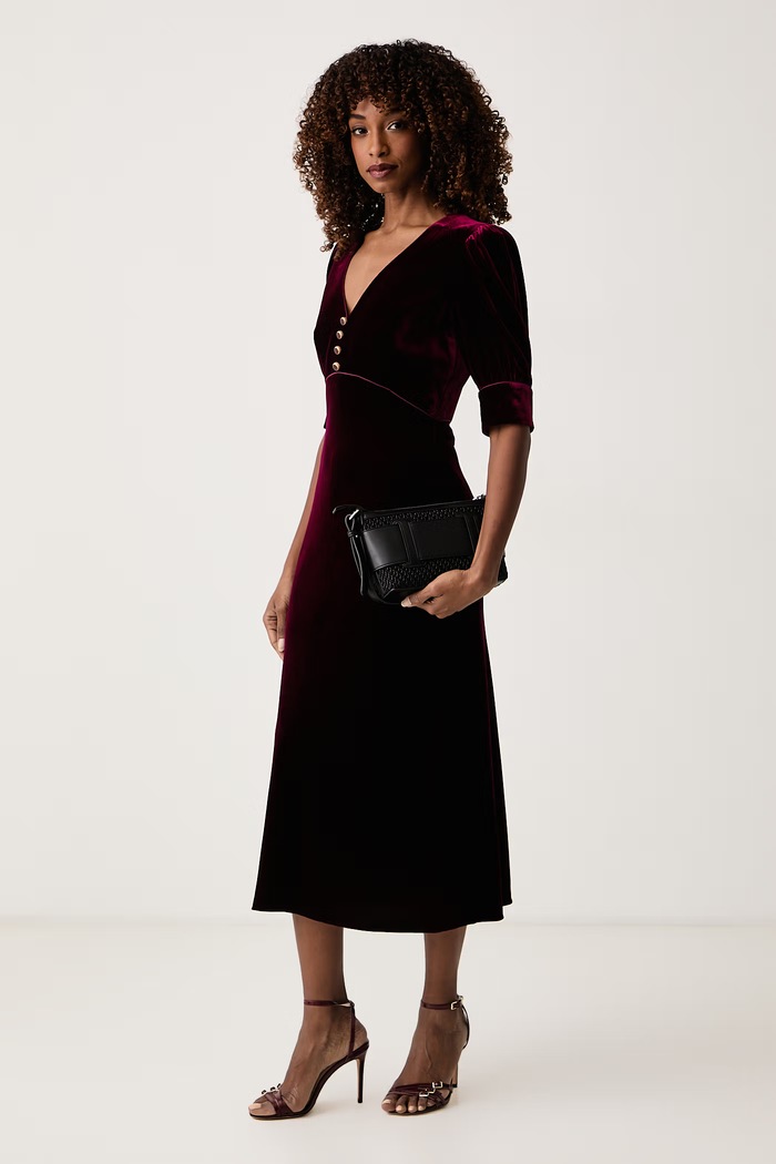 Luisa Spagnoli Sukienka welurowa szara 543576 bordowy AW26