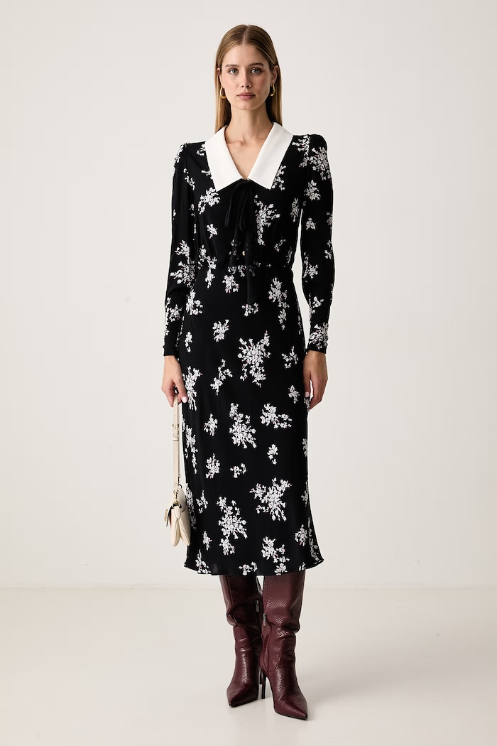 Luisa Spagnoli Sukienka z jedwabiem Gael 543445 czarny AW26