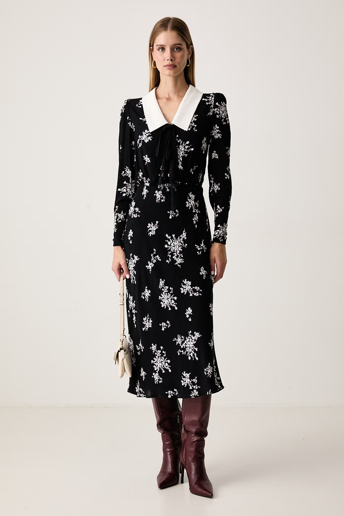 Luisa Spagnoli Sukienka z jedwabiem Gael 543445 czarny AW26