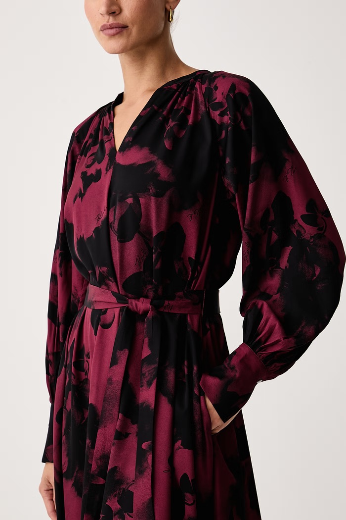 Φόρεμα flared από βισκόζη Karl Lagerfeld B4W13006 μπορντό