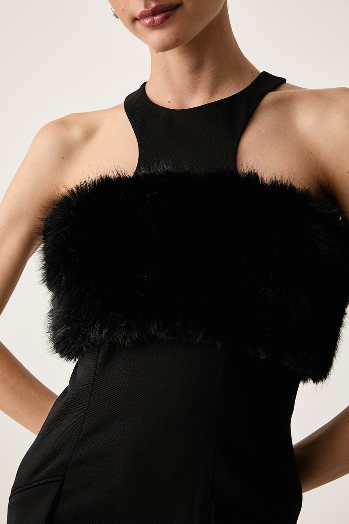 Sukienka halter z wełną Karl Lagerfeld B4W13007 czarny