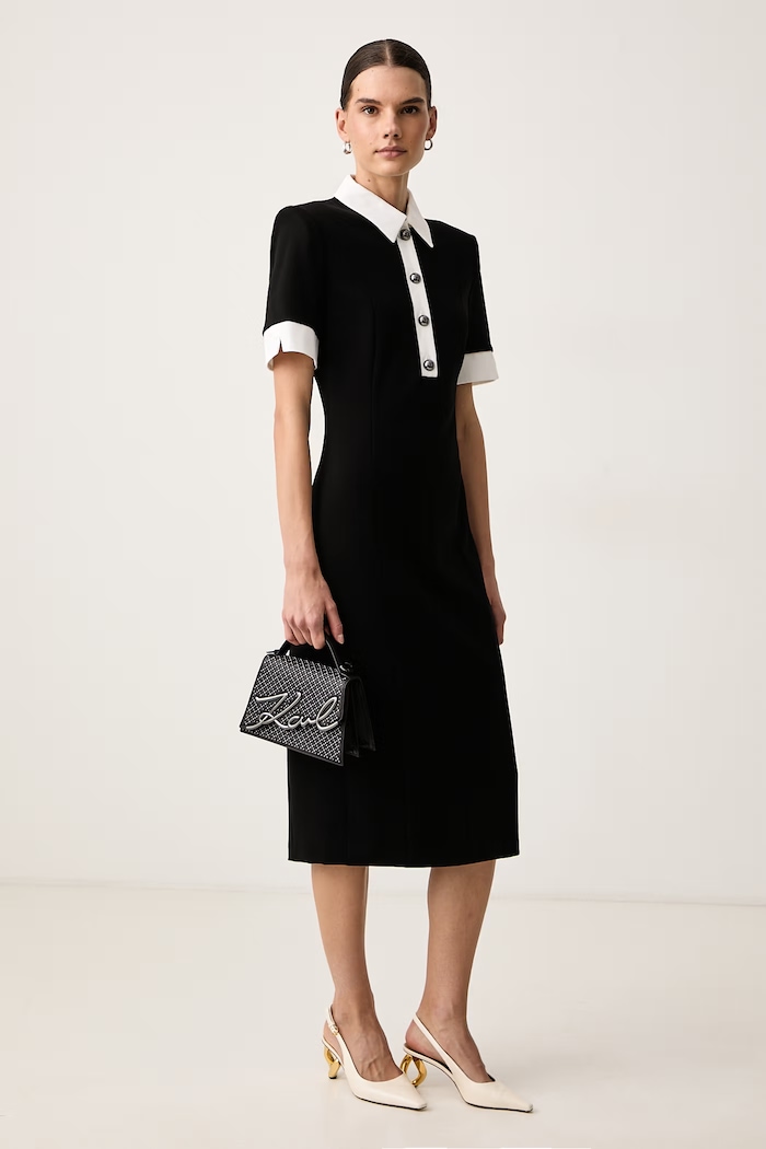Karl Lagerfeld Рокля с вискоза B4W13018 черен AW26